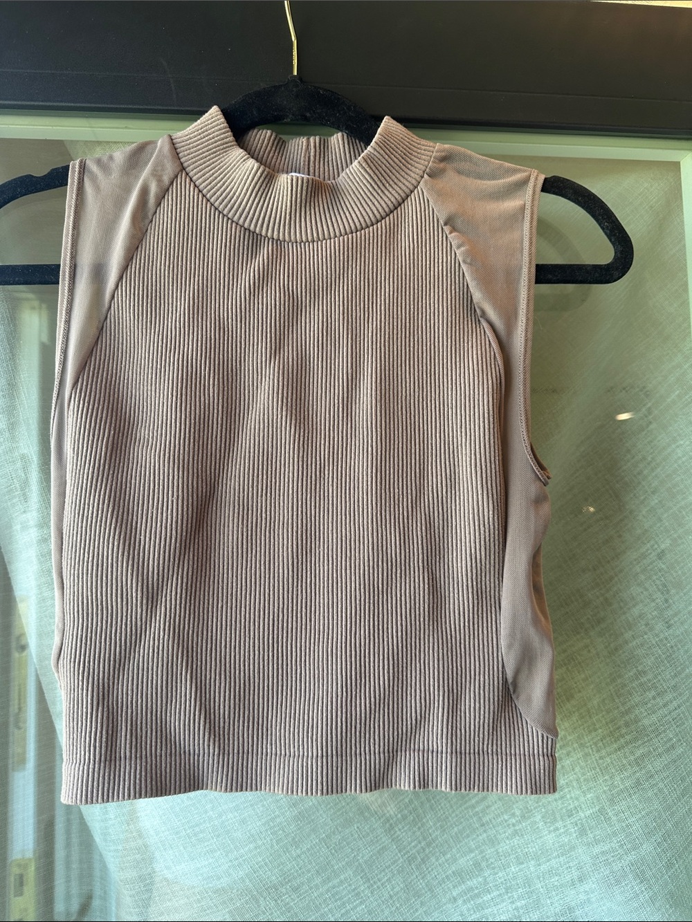 Zara Ribbed Sleeveless Mock Neck Tank - Mauve Pink